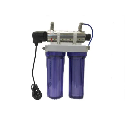 PURIFICADOR DE AGUA Tres pasos con UV 8 litros x min Portacartuchos Transparentes