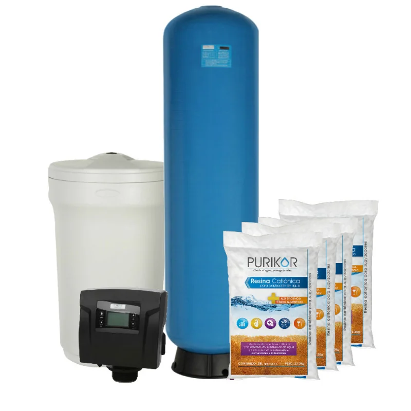 KIT EQUIPO SUAVIZADOR NO ENSAMBLADO PURIKOR,4FT³, TANQUE FIBRA16"X65", TANQUE SALMUERA 100LTS, VÁLVULA PKVS32D, 4 RESINA KIT EQUIPO SUAVIZADOR NO ENSAMBLADO PURIKOR,4FT³, TANQUE FIBRA16"X65", TANQUE SALMUERA 100LTS, VÁLVULA PKVS32D, 4 RESINA