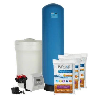 KIT EQUIPO SUAVIZADOR NO ENSAMBLADO PURIKOR,3FT³, TANQUE FIBRA14"X65", TANQUE SALMUERA 100LTS, VÁLVULA PKVS27D, 3 RESINA