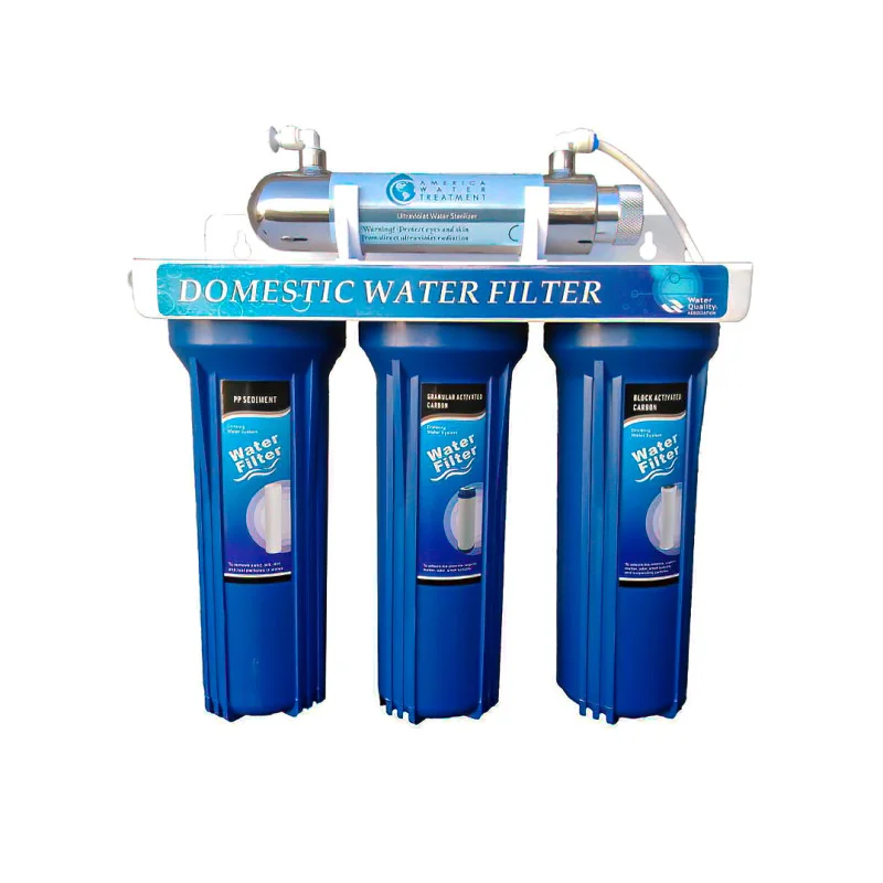 Sistema Basico de Purificación 4 Etapas UV doméstico Punto de consumo