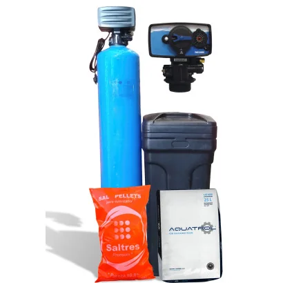 Kit Suavizador,1ft³, Tanque Fibra 9"X48", Tanque Salmuera 14x34”, Válvula F11 Tiempo, 1 Resina No Ensamblado