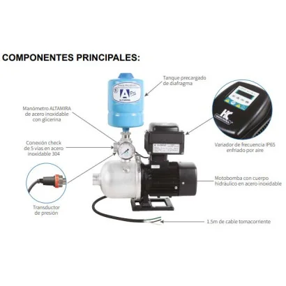 Presurizador Individual Presión Constante Hidrocontrol,2hp,1fase,230volts, Bomba Lotus150-3/3234 Y Variador De Velocidad