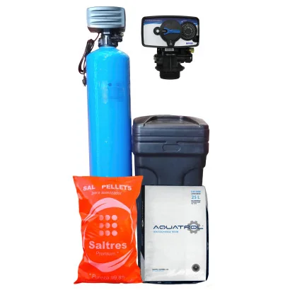 Kit Suavizador, 2ft³, Tanque Fibra 13"X54", Tanque Salmuera 14x34”, Válvula F11-SMM-W-2.4-1 Control Flujo, No Ensamblado