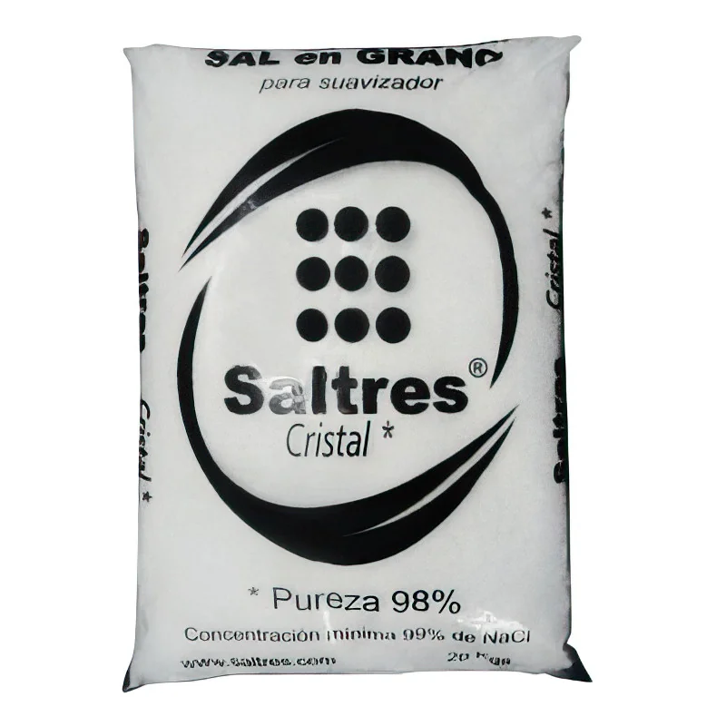 Saltres Cristal Sal de Grano Cloruro de Sodio 99"NaCl, 98% Pureza 20 Kgs.