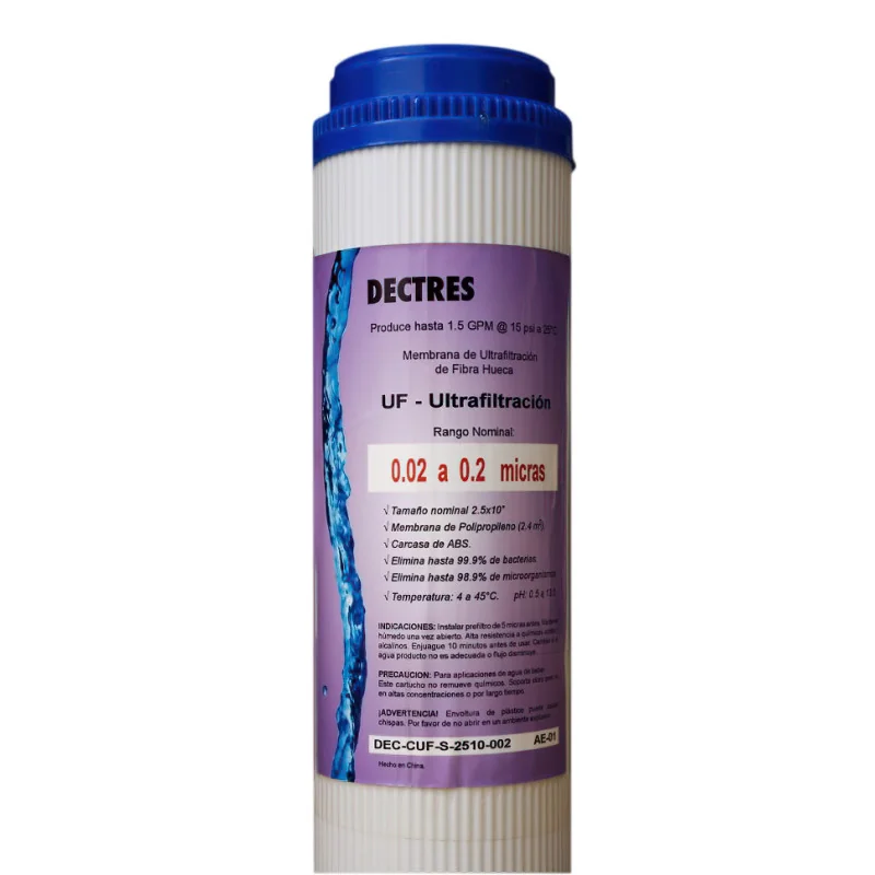 Membrana UF de Fibra Hueca 0.2 micras cartucho 2.5" x 10" Std