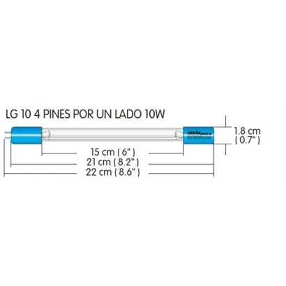 LG10 Foco de luz ultravioleta marca Instalamp 10 Watts 212 mm