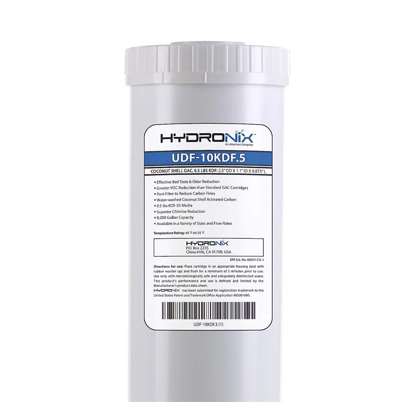 UDF-10KDF.5 Hydronix Carbón GAC y 0.5 lbs de KDF55 