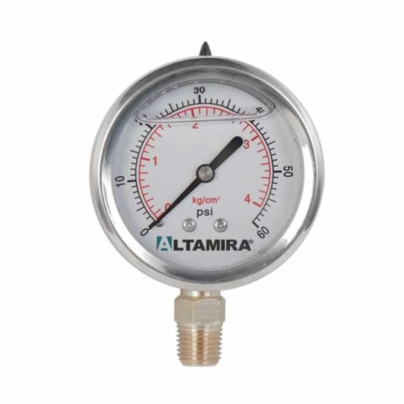 Manómetro glicerina 0-60 psi carátula 21/2" conex. inferior 1/4"