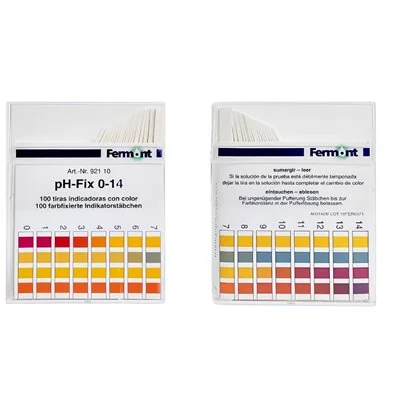 Tiras indicadorasl para pH, rango de pH de 0 a 14, paquete de 100