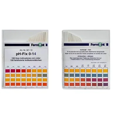 Tiras indicadorasl para pH, rango de pH de 0 a 14, paquete de 100