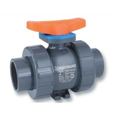 Válvula bola doble tuerca unión TBH, Hayward, PVC,2“, EPDM, Cem-Ros.