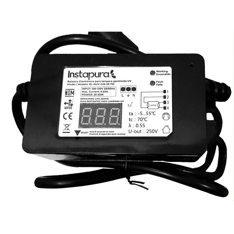 BL-NUV-G25-55-TM Balastro Electrónico Cuenta Días 25-55W
