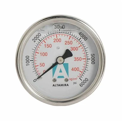 Manómetro glicerina 0-6000 psi carátula 21/2" conex. Trasera 1/4"