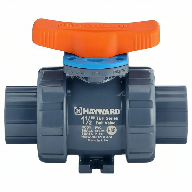 Válvula bola doble tuerca unión TBH, Hayward, PVC,1.5“, EPDM, Cem-Ros.