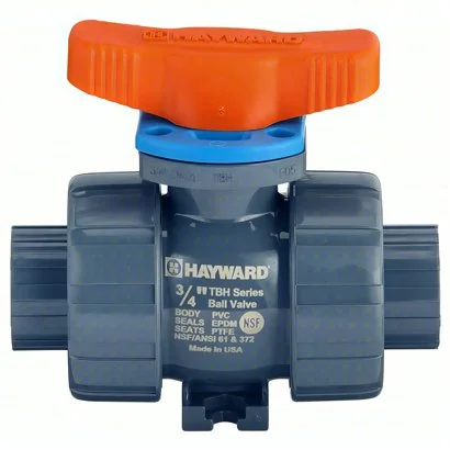 Válvula bola doble tuerca unión TBH, Hayward, PVC,3/4“, EPDM, Cem-Ros.