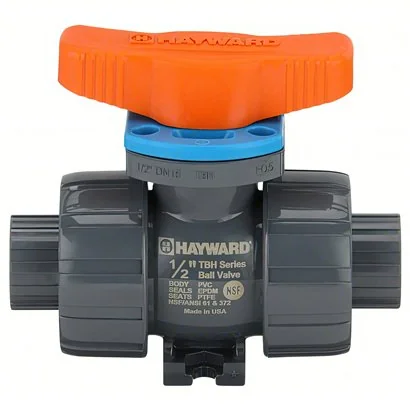 Válvula bola doble tuerca unión TBH, Hayward, PVC,1/2“, EPDM, Cem-Ros.