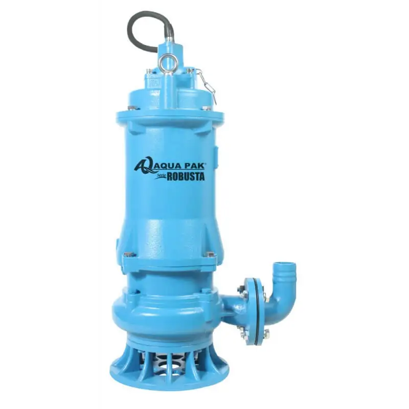 Motobomba sumergible para lodos, AQUAPAK, serie ROBUSTA, descarga 2", sólidos 1" , 5 hp, 3 fases, 460 volts