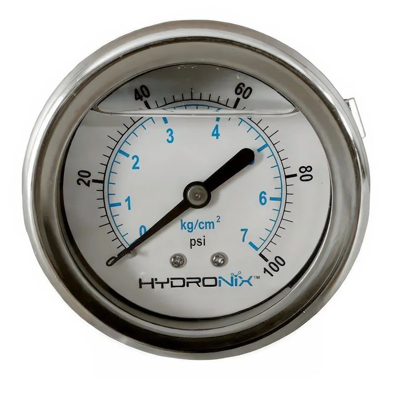 PG25100B Manómetro Glicerina 2.5" 0-100 psi 1/4"NPT trasera acero Inox.