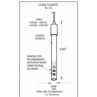 Sensor de Conductividad Sensorex CS200 K 1.0 Platinum Sensor de Conductividad Sensorex CS200 K 1.0 Platinum