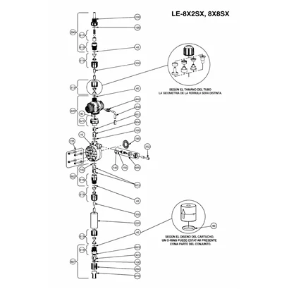 LE-828 SI Extremo Liquido Completo Para Bomba Dosificadora LE-828 SI Extremo Liquido Completo Para Bomba Dosificadora