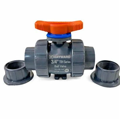 Válvula bola doble tuerca unión TBH, Hayward, PVC,3/4“, EPDM, Cem-Ros.