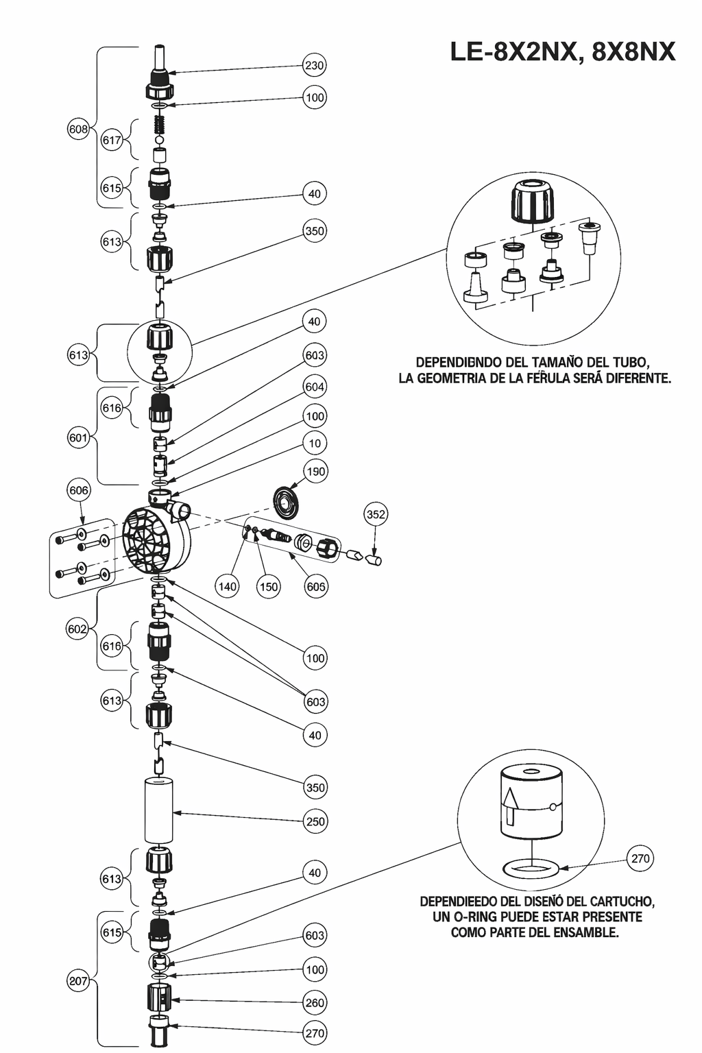 Diagrama explosivo despiece cabezal completo LE-838NI