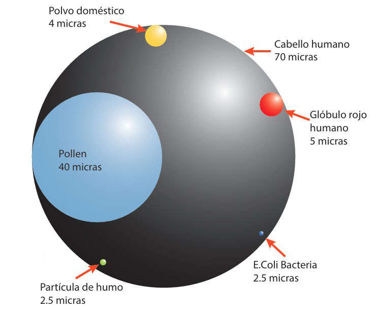 partículas tamaño micraje