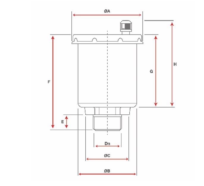 válvula de venteo diagrama dimensiones AVV54 TS